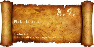 Mik Irina névjegykártya